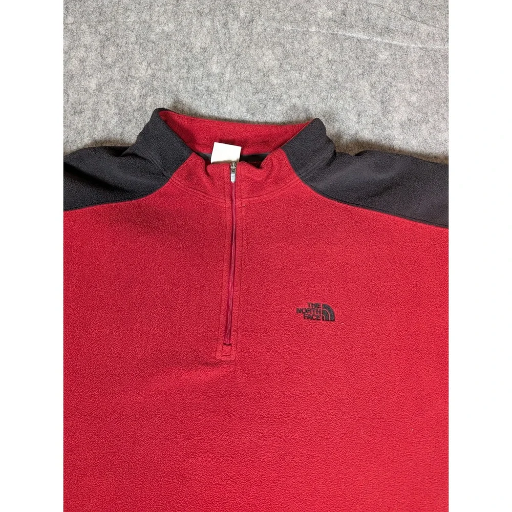 The North Face Mens Red Black Fleece Pullover 1/4 Zip Sweater Large L‎